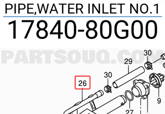 Suzuki 1784080G00 PIPE,WATER INLET NO.1