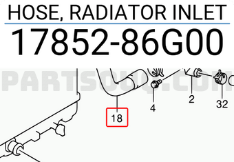 Suzuki 1785286G00 HOSE, RADIATOR INLET