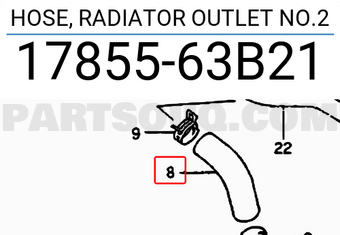 Suzuki 1785563B21 HOSE, RADIATOR OUTLET NO.2