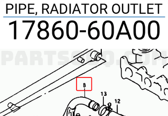 Suzuki 1786060A00 PIPE, RADIATOR OUTLET