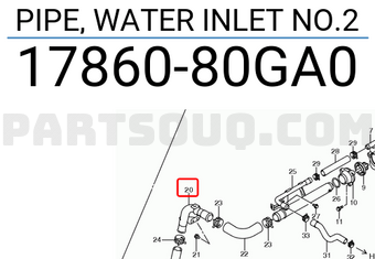 Suzuki 1786080GA0 PIPE, WATER INLET NO.2