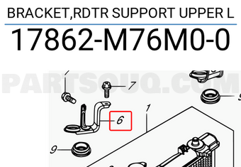 Suzuki 17862M76M00 BRACKET,RDTR SUPPORT UPPER L