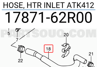 Suzuki 1787162R00 HOSE, HTR INLET ATK412
