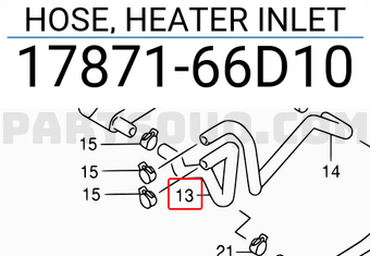 Suzuki 1787166D10 HOSE, HEATER INLET
