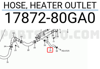Suzuki 1787280GA0 HOSE, HEATER OUTLET