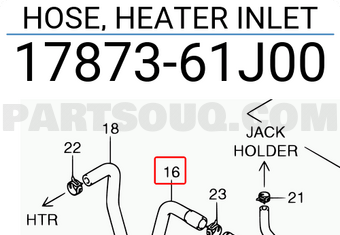 Suzuki 1787361J00 HOSE, HEATER INLET