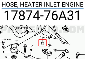 Suzuki 1787476A31 HOSE, HEATER INLET ENGINE