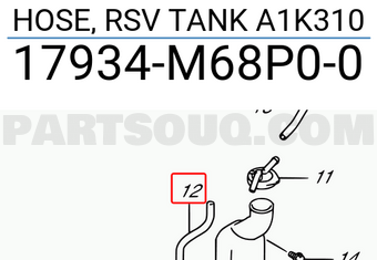 Suzuki 17934M68P00 HOSE, RSV TANK A1K310