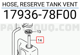 Suzuki 1793678F00 HOSE, RESERVE TANK VENT
