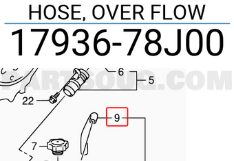 Suzuki 1793678J00 HOSE, OVER FLOW