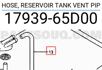 Suzuki 1793965D00 HOSE, RESERVOIR TANK VENT PIP