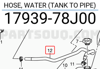 Suzuki 1793978J00 HOSE, WATER (TANK TO PIPE)