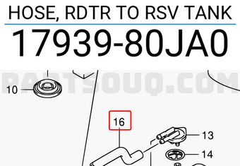 Suzuki 1793980JA0 HOSE, RDTR TO RSV TANK
