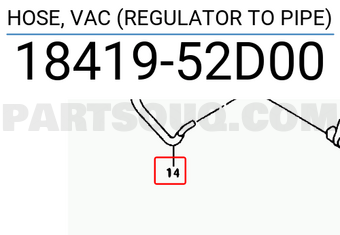 Suzuki 1841952D00 HOSE, VAC (REGULATOR TO PIPE)