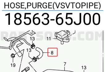 Suzuki 1856365J00 HOSE,PURGE(VSVTOPIPE)