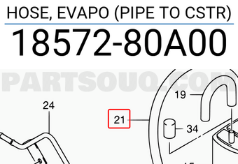 Suzuki 1857280A00 HOSE, EVAPO (PIPE TO CSTR)