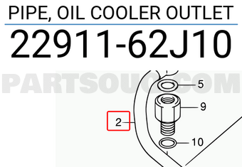 Suzuki 2291162J10 PIPE, OIL COOLER OUTLET