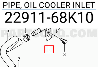 Suzuki 2291168K10 PIPE, OIL COOLER INLET