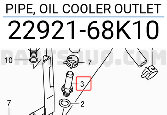 Suzuki 2292168K10 PIPE, OIL COOLER OUTLET