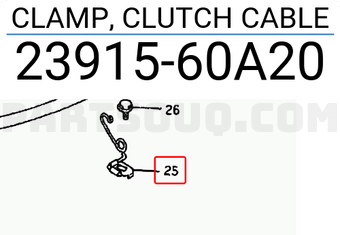 Suzuki 2391560A20 CLAMP, CLUTCH CABLE