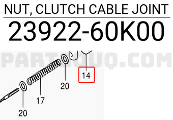 Suzuki 2392260K00 NUT, CLUTCH CABLE JOINT