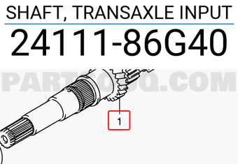 Suzuki 2411186G40 SHAFT, TRANSAXLE INPUT
