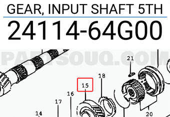 Suzuki 2411464G00 GEAR, INPUT SHAFT 5TH