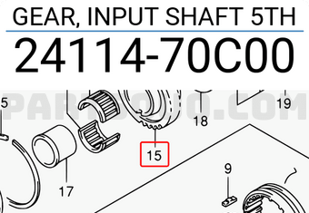 Suzuki 2411470C00 GEAR, INPUT SHAFT 5TH