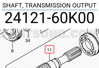 Suzuki 2412160K00 SHAFT, TRANSMISSION OUTPUT