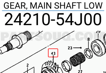 Suzuki 2421054J00 GEAR, MAIN SHAFT LOW
