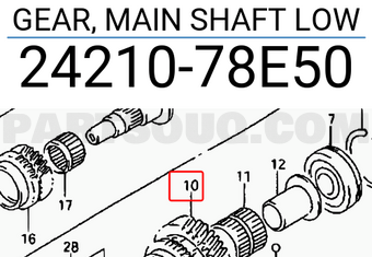 Suzuki 2421078E50 GEAR, MAIN SHAFT LOW