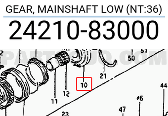 Suzuki 2421083000 GEAR, MAINSHAFT LOW (NT:36)