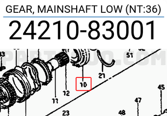 Suzuki 2421083001 GEAR, MAINSHAFT LOW (NT:36)