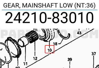 Suzuki 2421083010 GEAR, MAINSHAFT LOW (NT:36)