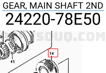 Suzuki 2422078E50 GEAR, MAIN SHAFT 2ND