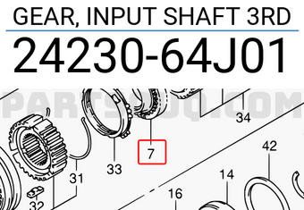 Suzuki 2423064J01 GEAR, INPUT SHAFT 3RD