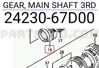 Suzuki 2423067D00 GEAR, MAIN SHAFT 3RD