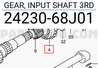 Suzuki 2423068J01 GEAR, INPUT SHAFT 3RD