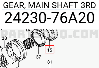 Suzuki 2423076A20 GEAR, MAIN SHAFT 3RD
