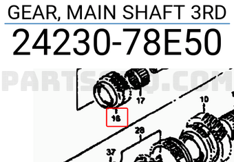 Suzuki 2423078E50 GEAR, MAIN SHAFT 3RD