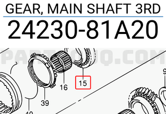 Suzuki 2423081A20 GEAR, MAIN SHAFT 3RD