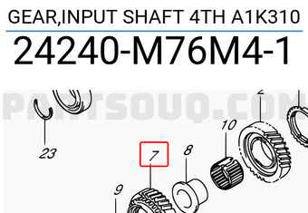 Suzuki 24240M76M41 GEAR,INPUT SHAFT 4TH A1K310