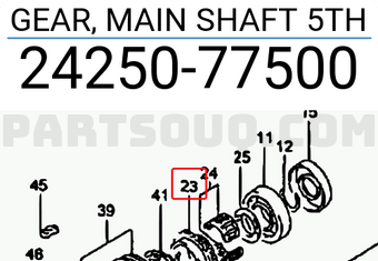 Suzuki 2425077500 GEAR, MAIN SHAFT 5TH