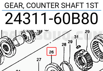 Suzuki 2431160B80 GEAR, COUNTER SHAFT 1ST