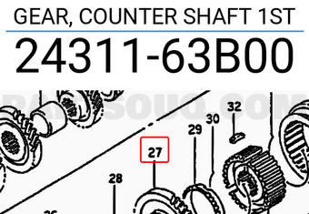 Suzuki 2431163B00 GEAR, COUNTER SHAFT 1ST