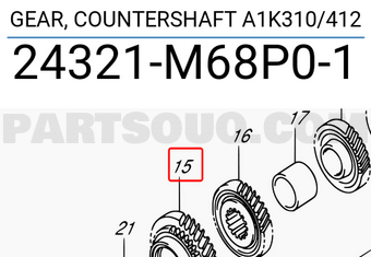Suzuki 24321M68P01 GEAR, COUNTERSHAFT A1K310/412