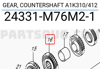 Suzuki 24331M76M21 GEAR, COUNTERSHAFT A1K310/412