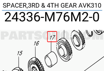 Suzuki 24336M76M20 SPACER,3RD & 4TH GEAR AVK310