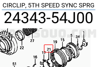 Suzuki 2434354J00 CIRCLIP, 5TH SPEED SYNC SPRG
