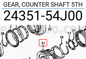 Suzuki 2435154J00 GEAR, COUNTER SHAFT 5TH